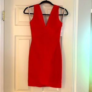 HERVE LEGER PARIS Red V Neck Sleeveless Bandage Dress NWT S Mini Cocktail.